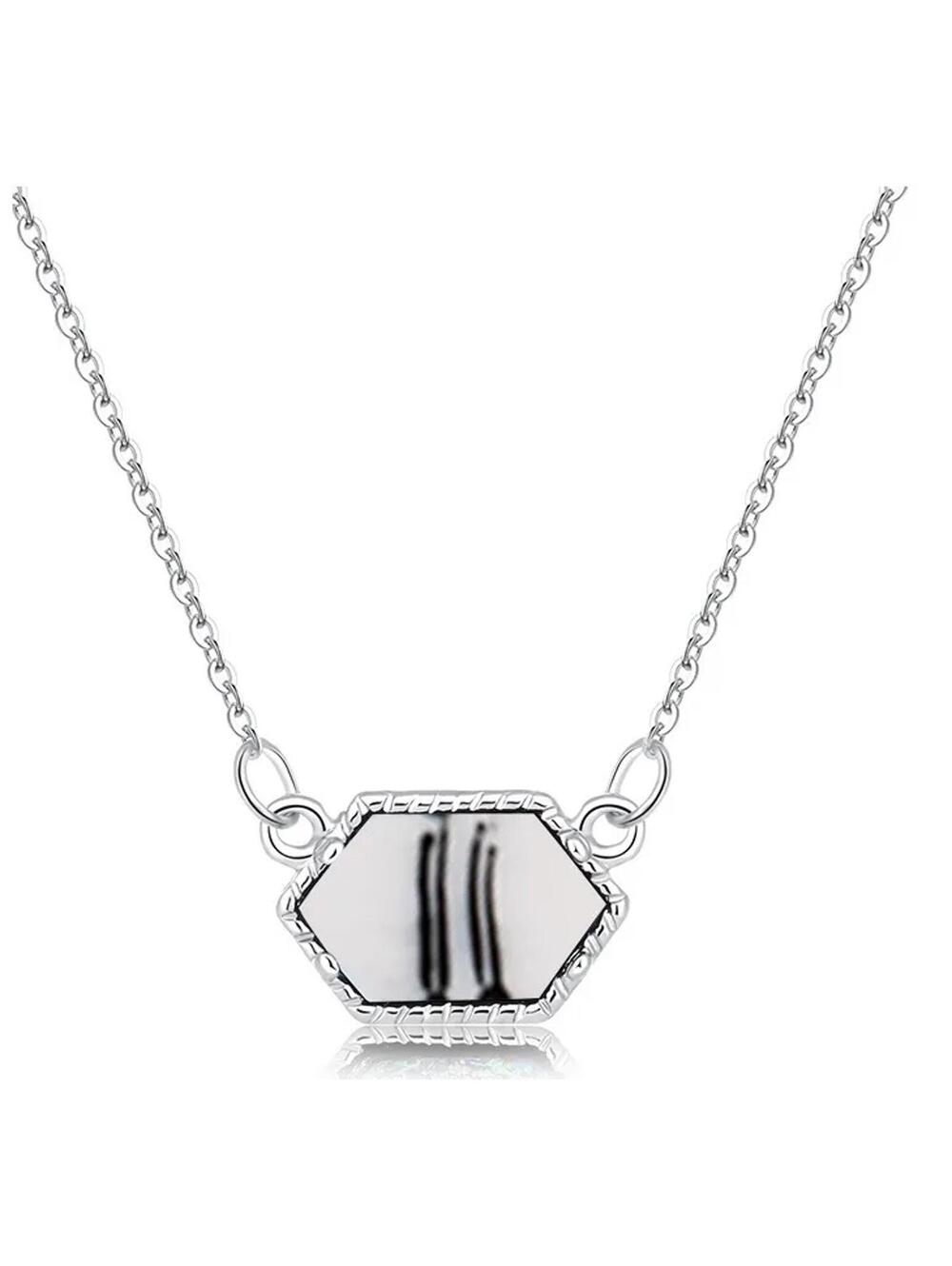 Natural white howlite sideways Necklace - Silver - 18"